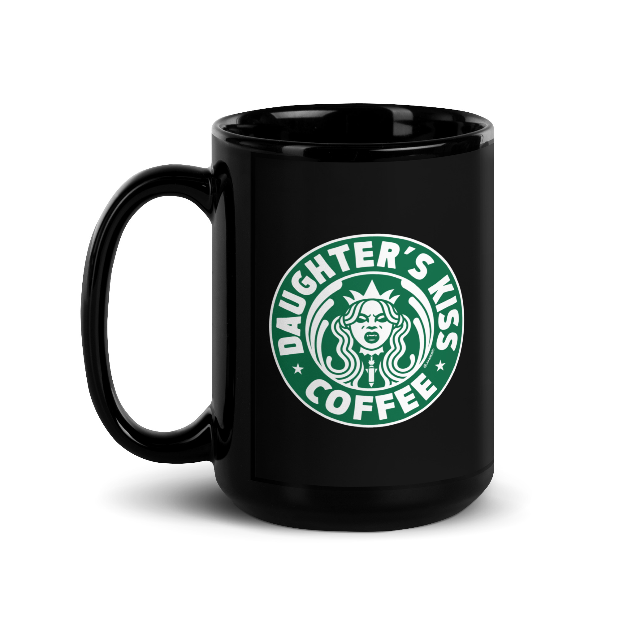 Daughter's Kiss - Black Glossy Mug - Image 5