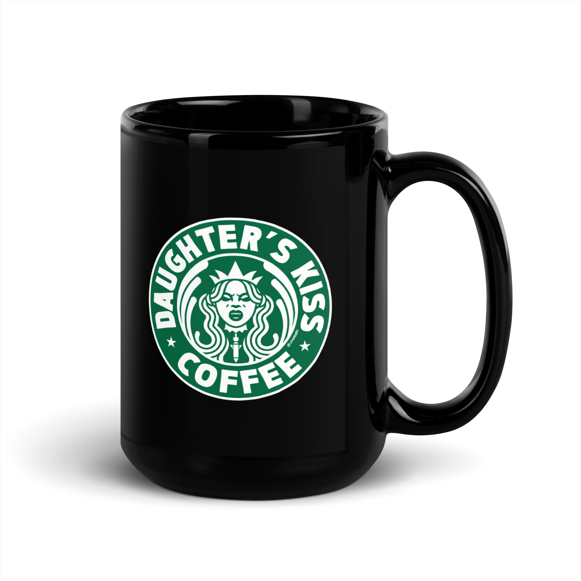 Daughter's Kiss - Black Glossy Mug - Image 4